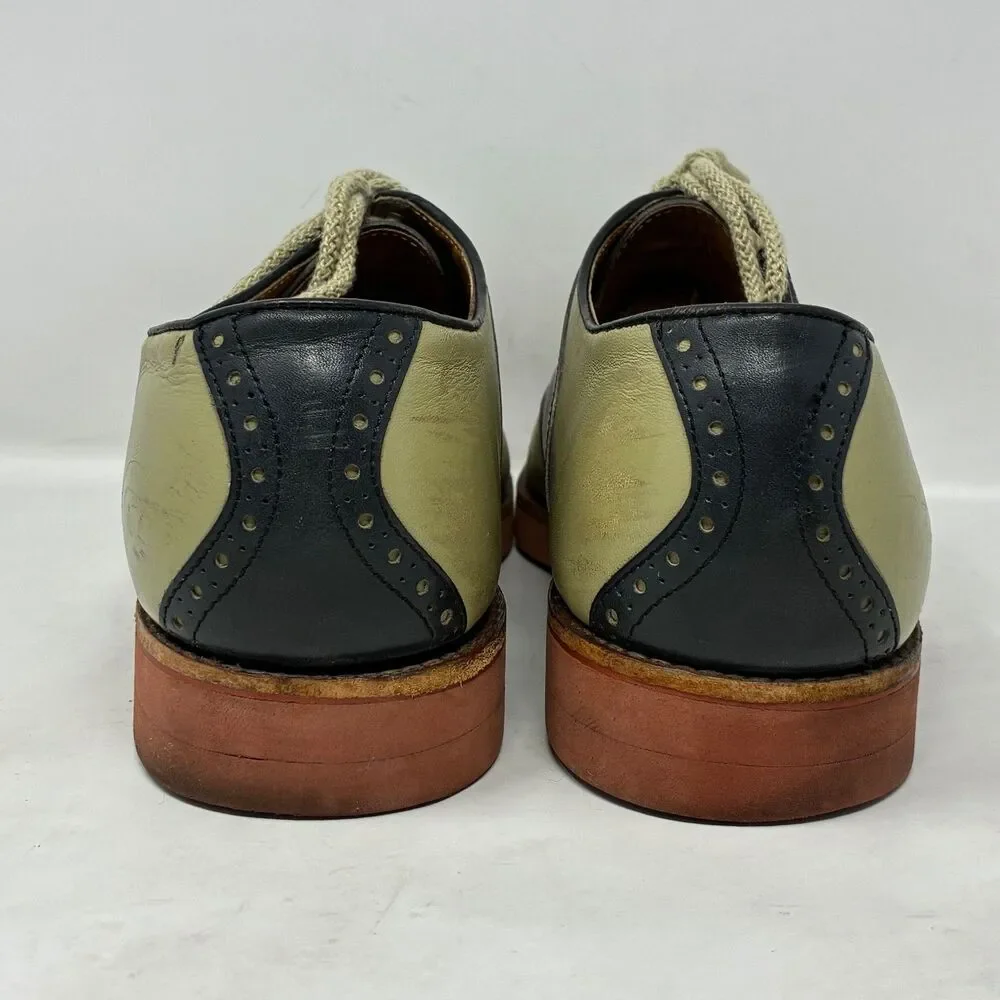 Cole Haan 1970’s Oxford Shoes Mens 10.5E Beige Black Leather Saddle Brogue USA